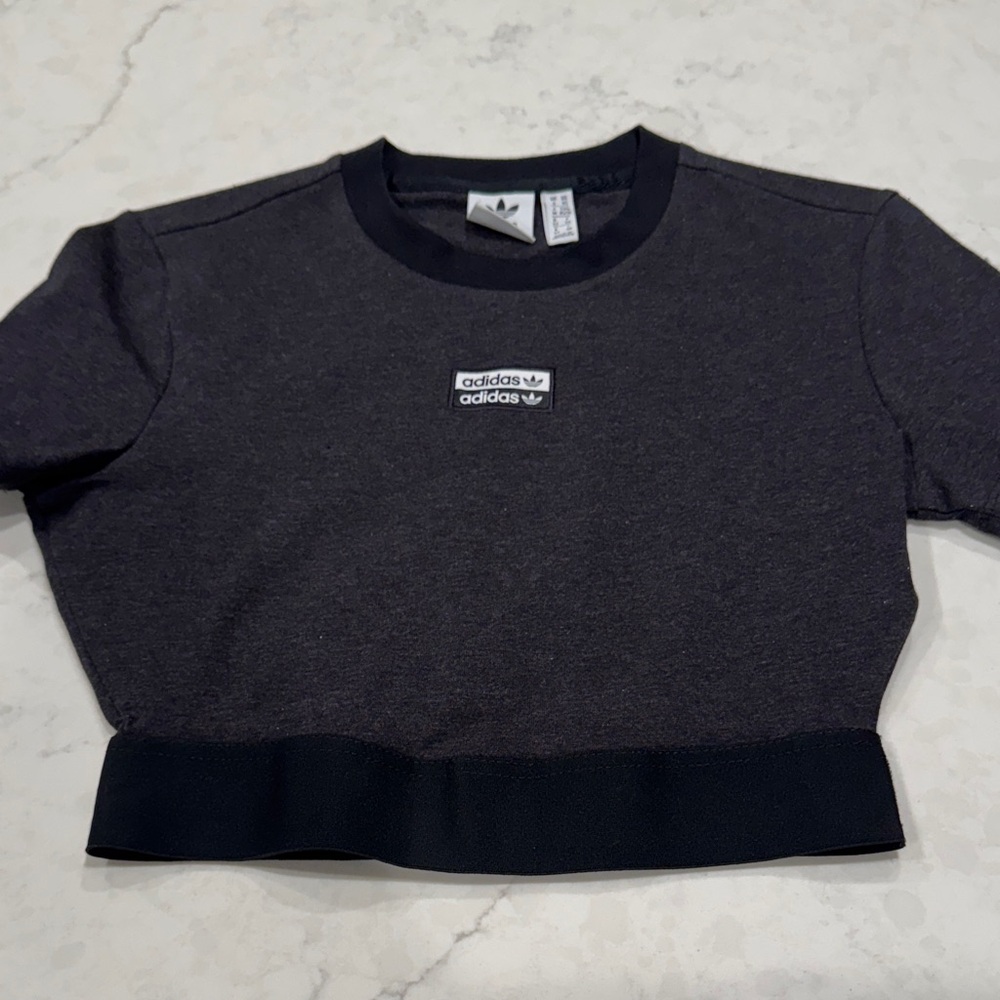 Adidas Kids Charcoal Gray Crop Top